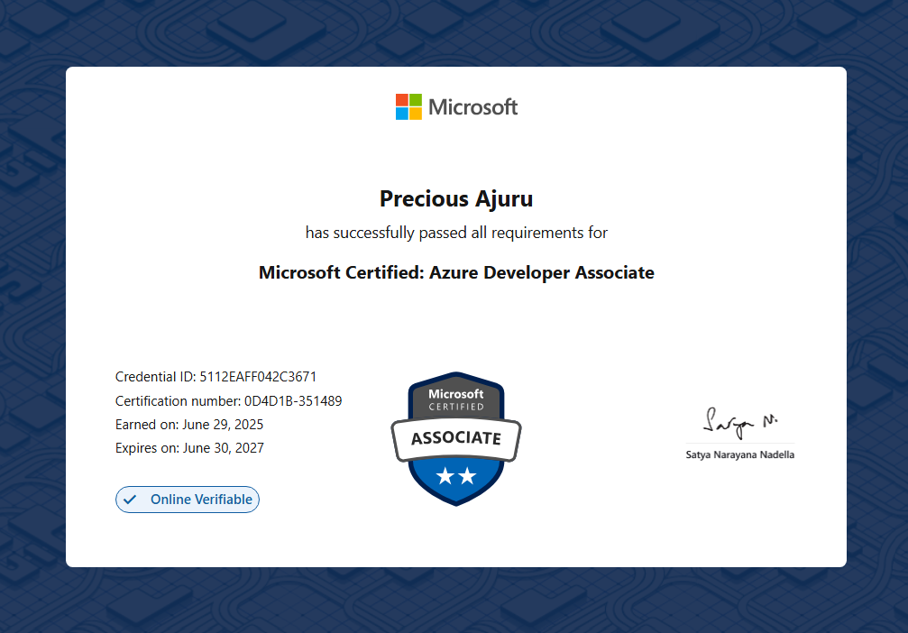 Microsoft Certified: Azure Developer Associate certificate preview