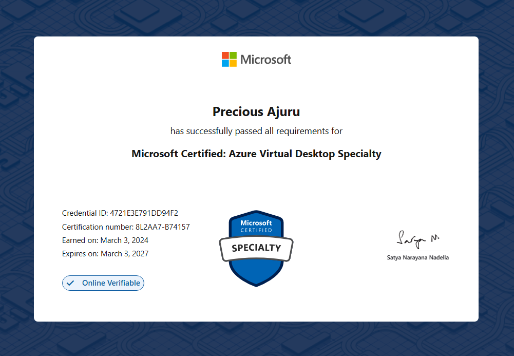 Microsoft Certified: Azure Virtual Desktop Specialty certificate preview
