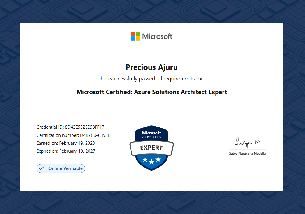 Microsoft Certified: Azure Solutions Architect Expert certificate preview