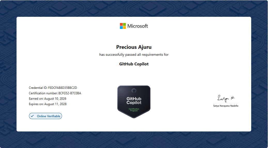 GitHub Copilot certificate preview